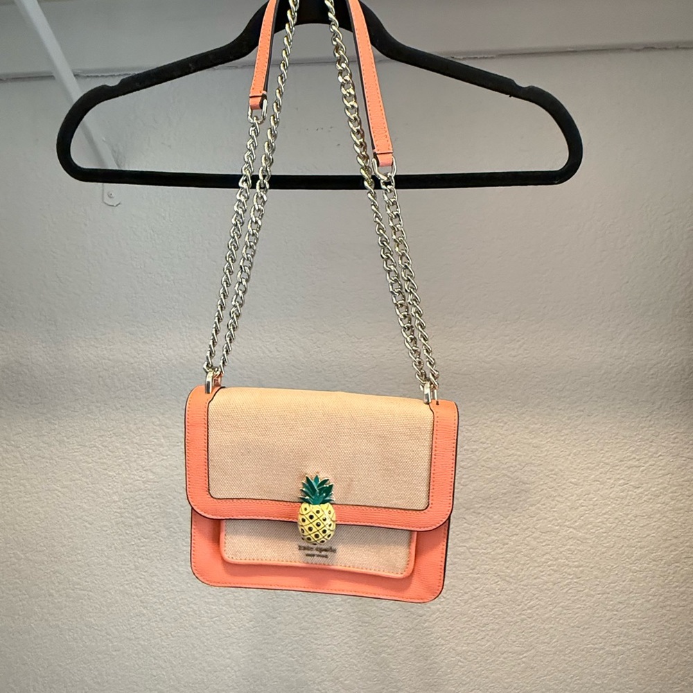 Kate Spade Tan and Orange Crossbody Bag with Pineapple Accent